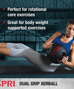 Alternative view of SPRI Xerball Medicine Ball with Handles - Weighted Ball for Exercise (6 lbs, 8, 10, 12, 14, 16, 18, 20 Pounds) - Med Ball for Abs, Core, Crossfit, Strength Training B) 8-Pound (Black)