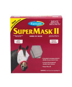 SuperMask II Fly Mask Without Ears for Average Size Horses, Full Face Coverage and Eye Protection from Insect Pests, Structured Classic Styling Mesh with Plush Trim, Horse Size 22 91q7t219riL