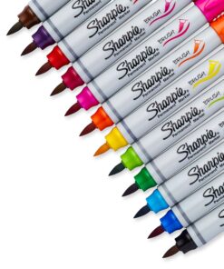 Sharpie Permanent Markers, Brush Tip, Assorted, 12 Pack 12-Count 23 91qAUiNUDiL