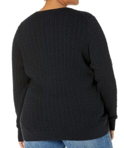 Amazon Essentials Women's Lightweight Long-Sleeve Cable Crewneck Sweater (Available in Plus Size) X-Small Black 11 91qBgkF0SL