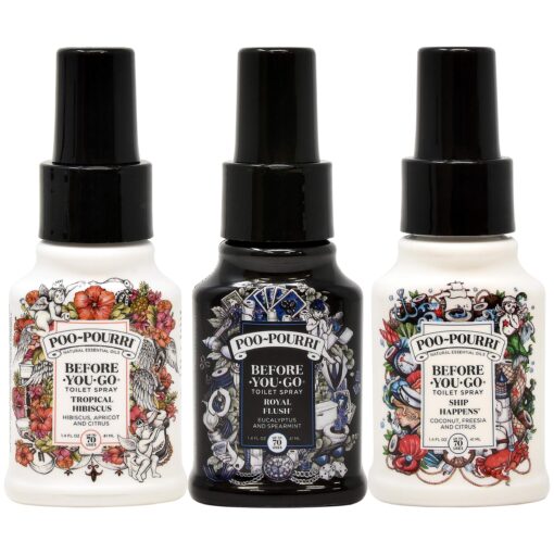 Poo-Pourri Ship Happens, Tropical Hibiscus, Royal Flush, 1.4 Ounce Set Citrus 1.4 Fl Oz (Pack of 3)