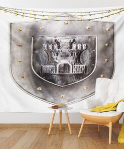 Ambesonne Medieval Tapestry, Old Medieval Iron Shield Middle Age Heraldic Elements Vintage Illustration, Wall Hanging for Bedroom Living Room Dorm Decor, 40" X 60", Grey White 40" X 60" - Image 9