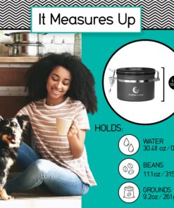 Coffee Gator Stainless Steel Coffee Grounds and Beans Container Canister with Date-Tracker, CO2-Release Valve and Measuring Scoop, Small, Gray 11oz 14 91qNLRf89GL