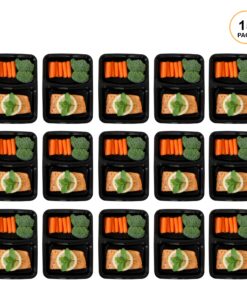 Alternative view of Freshware Meal Prep Containers [15 Pack] 2 Compartment with Lids, Food Storage Containers, Bento Box, BPA Free, Stackable, Microwave/Dishwasher/Freezer Safe (28 oz), Black 2-Compartment, 15-Pack, Black