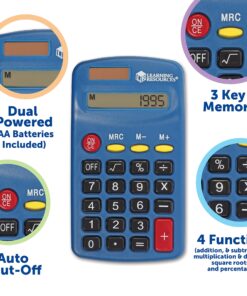 Learning Resources Primary Calculator - 10 Pieces, Ages 3+, Basic Solar Powered Calculators, Teacher Supplies, Back to School Supplies 9 91qWWznyXvL