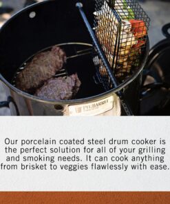 Pit Barrel Cooker Classic Package - 18.5 Inch Drum Smoker | Porcelain Coated Steel BBQ Grill | Includes 8 Hooks, 2 Hanging Rods, Grill Grate and More 48 91qcxWJPCTL
