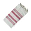 Dandelion - Ivory Basic Pattern - Naturally-Dyed Cotton Turkish Towel Peshtemal - 71x39 Inches - Red