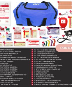 Dixie EMS First Responder Fully Stocked Trauma First Aid Kit – Blue 10 91qoZSEQZhL