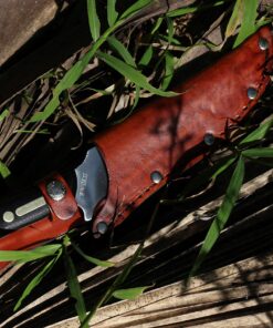 Old Timer 15OT Deerslayer 10.5in High Carbon S.S. Full Tang Fixed Blade Knife with 5.6in Clip Point Blade, Black Sawcut Handle, and Leather Belt Sheath for Hunting, Camping, Skinning, EDC, and Outdoor 15OT Deerslayer (Box) 19 91qpO3UWDJL