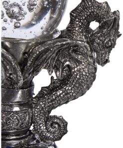 Design Toscano Dragons of Corfu Castle Gothic Decor Statue Globe Figurine, 5 Inch, Silver Chrome Old World 7 91quGa5Ve1L