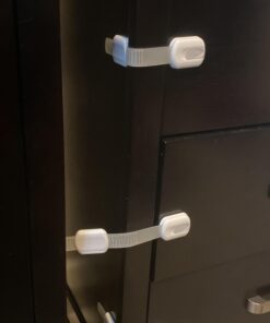 Child Safety Strap Locks (10 Pack) Baby Locks for Cabinets and Drawers, Toilet, Fridge & More. 3M Adhesive Pads. Easy Installation, No Drilling Required, White/Gray 51 91qzpeaWEYL 1