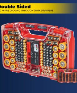 Ontel Battery Daddy - Battery Organizer Storage Case with Tester, Stores & Protects Up to 180 Batteries, Clear Locking Lid, As Seen On TV Original - 180 Batteries 34 91r1KGGA9wL 1
