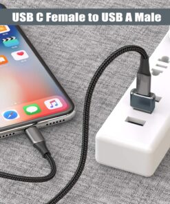 Basesailor USB to USB C Adapter 2Pack,USB C Female to A Male OTG Charger Type C Converter for Apple Watch Ultra iWatch 7 8 9,iPhone 15 14 13 12 Plus Pro Max,AirPods,iPad Air,CarPlay,Samsung Galaxy S23 2 Pack Gray 19 91r2F3aHjqL