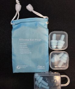 ANBOW Soft Ear Plugs for Sleeping Noise Cancelling. Ear Plugs for Swimming, Concerts, Travel, Work, Snoring & Concentration. Reusable Silicone Earplugs with Adjustable Size. 3 Pairs + Travel Pouch Light Blue 33 91r53l8PO0L