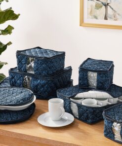 Homewear 8-Piece Hudson Damask China Storage Container Set, Navy 17 91r7lRPjZPL