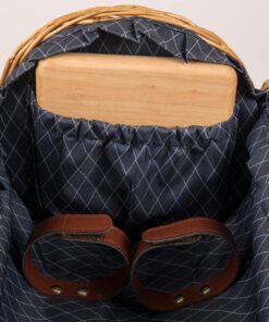 PICNIC TIME - Verona Wine & Cheese Picnic Basket - Wicker Wine Tote - Wine Basket with Picnic Set, (Adeline Collection - Deep Purple with Coral Pattern) Adeline Collection 19 91r8FlQBxnL