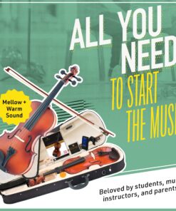 Alternative view of Mendini By Cecilio Violin For Kids & Adults - 4/4 MV300 Satin Antique, Student or Beginners Kit w/Case, Bow, Extra Strings, Tuner, Lesson Book - Stringed Musical Instruments 4/4 (Full Size)