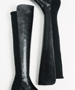 Stuart Weitzman Women's Reserve Tall Boots 4 Black Nappa/Stretch Gabardine 10 91rCryK6DAL