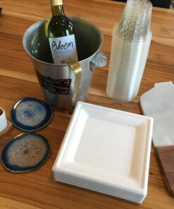 Susty Party 8-Inch Compostable Square Plates (50 Plates), Sugarcane Heavy Duty Disposable Biodegradable Plate, White 20 91rF1V6KE8L