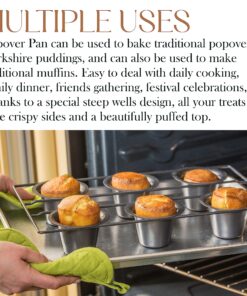 Epica Bellemain Popover Pan for Baking Nonstick Premium Materials, Great for Yorkshire Puddings, Frittatas, Muffins, Quiches, Pudding Cakes, and More 25 91rGOnrR1IL