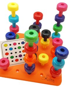 Skoolzy Peg Board 33 Piece Toys_and_Games Set, Montessori Toys for Baby, Toddlers, Fine Motor Color Matching Pegs for Sorting Counting Learning Toy Includes eBook