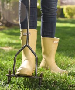Yard Butler ID-6C Manual Lawn Coring Aerator - Grass Dethatching Turf Plug Core Aeration Tool - Grass Aerators for Small Yards - Loosen Compacted Soil - Gardening Hand Tools - Gray, 37 Inches 30 91rN6LxjC8L