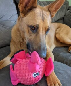 SmartPetLove Snuggle Puppy Tender-Tuffs Ball - Round Pink Elephant Plush Dog Toy - Cute and Fun Plush Ball with Squeakers 12 91rNMkHcLZL