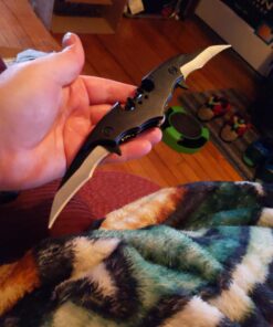 Dark Twin Blade Knife - Double Edge Folding Pocket with clip, 11" Stainless Steel Two Sharp Cut (Black) Black 81 91rPgGkeU4L