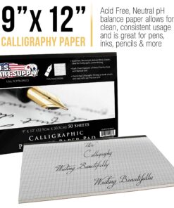 Alternative view of U.S. Art Supply (Pack of 2 Pads) - 9" x 12" Premium Calligraphic Practice Paper Pad, 19 Pound Bond (70gsm), Pad of 50-Sheets, Calligraphy Paper with Printed Practice Rule and Slanted Grid
