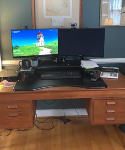 Vari - VariDesk Pro Plus 36 - Desktop Standing Desk Converter - Adjustable Desk Riser with 11 Height Settings - Sit Stand Desk Dual Monitor Standing Desk Riser with Spring Loaded Lift (Black) Black 35 91rUzuvupqL