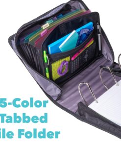 Case it King Size Mighty Zip Tab Binder, 3 Rings, 4" Capacity, 11 X 8.5, Blue 17 91rY CNBJeL