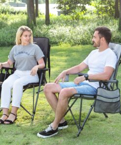 PORTAL Oversized Folding High Back Lawn Chairs Portable for Adults Outside Hard Armrest Cup Holder Carrying Strap for Camp Soccer Sports, Supports 300LBS, Black Mesh back 11 91rZabu0zsL