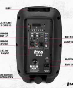 LyxPro SPA-8 Compact 8" Portable PA System 100-Watt RMS Power Active Speaker System Equalizer Bluetooth SD Slot USB MP3 XLR 1/4" 1/8" 3.5mm Inputs SPA8 14 91reVeZ3ZzL
