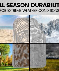 BDK Original ProLiner 3 Piece Heavy Duty Front & Rear Rubber Floor Mats for Car SUV Van & Truck, Gray - All Weather Floor Protection with Universal Fit Design 3PC Front & Rear 15 91rhAcs8edL