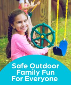 Alternative view of Jungle Gym Kingdom Playground Accessories - Pirate Ship Wheel for Kids Outdoor Playhouse, Treehouse, Backyard Playset Or Swingset - Wooden Attachments Parts (Green) Green Wheel