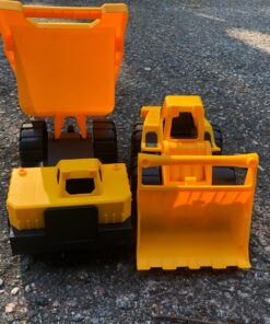 Amazon Basics Toy Construction Vehicle Set, Dump Truck and Bulldozer, Indoor/Outdoor, 10-Inch, Pack of 2, Yellow, 10.25" x 12" x 5.75" 81 91rp1Zyf4L