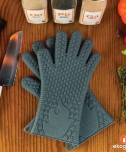 Jolly Green Products Ekogrips Premium Heat-Resistant BBQ Gloves for Cooking and Meat Handling, Kitchen Oven Gloves, Fireplace Accessory, Campfire Gloves, BBQ Mitt, Dishwashing Gloves (Orange, L/XL) Orange 30 91rt3refrPL 1