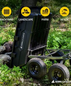 Gorilla Carts Heavy Duty Poly Yard Dump Cart Garden Wagon, Utility Wagon with Easy to Assemble Steel Frame, 1500 Pound Capacity, and 15 Inch Tires 19 91ryRRt6VIL