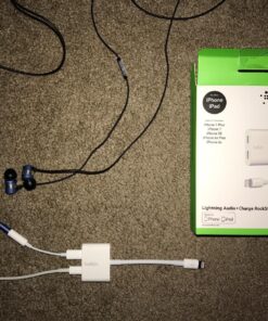 Belkin Rockstar Audio + Charge - Lightning Cable & iPhone Charger Adapter - Audio Phone Charger - Compatible W/ iPhone 14, iPhone 13, iPhone 12 & All Models W/ Lightning Port Lightning Audio + Lightning Charge Lightning Connector 28 91s K1jys3L 1