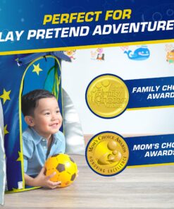 USA Toyz Rocket Ship Pop Up Kids Tent - Spaceship Rocket Indoor Playhouse Tent for Boys and Girls with Included Space Projector Toy and Kids Tent Storage Carry Bag Rocketship Tent 33 91s1gxhIxwL