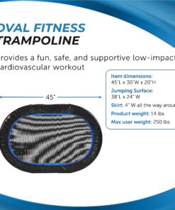 Stamina Fitness Trampoline - Exercise Trampoline with Smart Workout App - Indoor Trampoline Fitness Rebounder 45-Black/Blue One Size 15 91s3 v1r7cL
