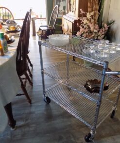 Seville Classics UltraDurable NSF Commercial Heavy Duty Metal Rolling Utility Cart, w/ Steel Shelves, Handle Bar for Restaurant, Garage, Warehouse, Kitchen, Office, Top Shelf (36"W x 18"D) Chrome Top Shelf (36"W x 18"D) 45 91sKpONB2pL