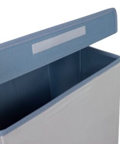 BirdRock Home Baby Clothes Hamper with Lid - Folding Cloth Hamper with Handles - Dirty Clothes Sorter Bin - Easy Storage - Collapsible - Blue and White Blue & White 13 91sNMy2breL
