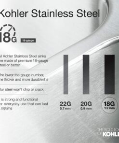 KOHLER Vault 30" Single Bowl 18-Gauge Stainless Steel Farmhouse Apron Front Kitchen Sink with Single Faucet Hole Top Mount Installation K-3935-1-NA 26 91sRTzrZ6LL