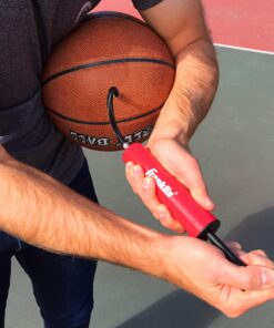 Franklin Sports Ball Pump Kit -7.4" - Perfect for Basketballs, Soccer Balls and More - Complete Hand Pump Kit with Needles, Flexible Hose, Air Pressure Gauge and Carry Bag,Red 28 91sRaDFqNHL