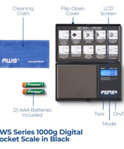 Alternative view of AMERICAN WEIGH SCALES Series Digital Pocket Weight Scale 1kg x 0.1g, (Black), AWS-1KG-BLK 1000G x 0.1G