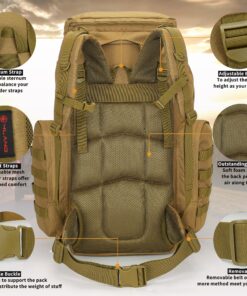 outdoor plus Extra Large Camping Backpack For Men, Military Molle Hiking 2 Daypack 60L70L85L Waterproof Backpacking Rucksack A2-70l/85l-brown-23" High 11 91sap1VBqtL