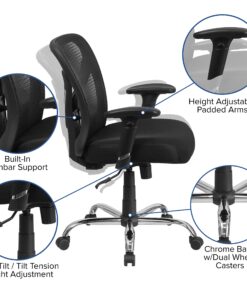 Flash Furniture Big & Tall Office Chair | Adjustable Height Mesh Swivel Office Chair with Wheels Black 20 91sdVRV6c3L