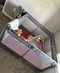 TODALE Baby Playpen for Toddler, Large Baby Playard, Indoor & Outdoor Kids Activity Center with Anti-Slip Base, Sturdy Safety Play Yard with Soft Breathable Mesh, Playpen for Babies(Gray,50”×50”) 50x50x27 Inch (Pack of 1) Grey 42 91sePCuzHZL