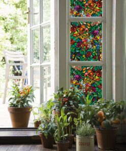 Alternative view of d-c-fix Window Privacy Film Tulia Stained Glass Self-Adhesive Two Way Day and Night Decorative Vinyl Covering for Home Door Bathroom Decal Sticker 17.7" x 78.7"